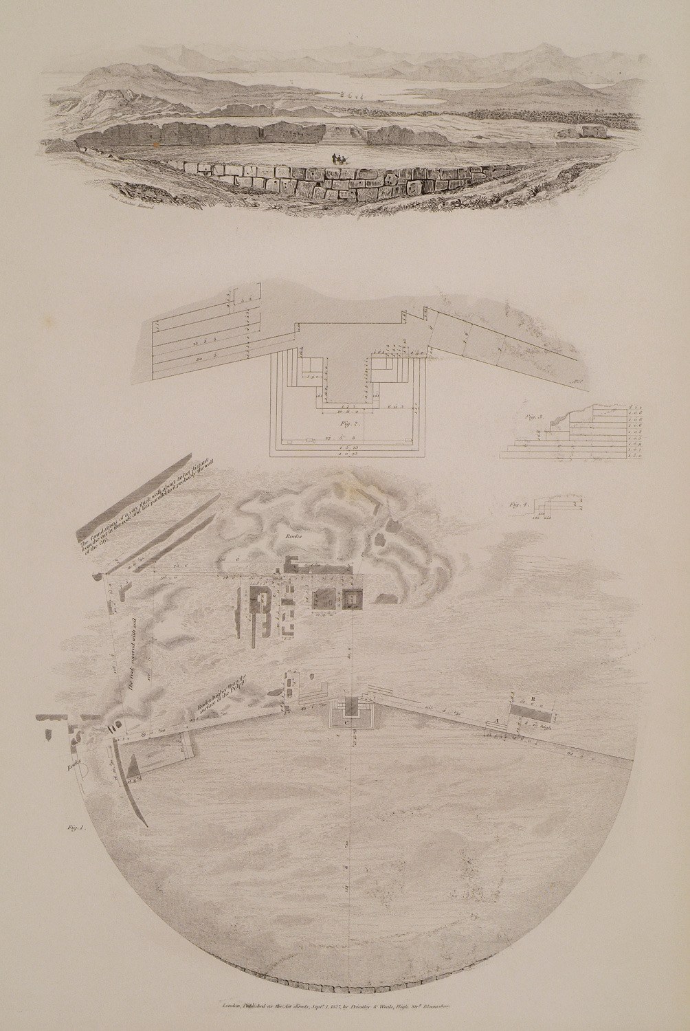 Plano histórico del Pnyx y sección del bema publicado en 1830